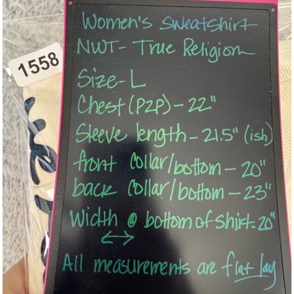 True Religion Womens L Cream Sweatshirt Casual Long Sleeve Soft Cozy Comfy Y2K - Picture 15 of 16